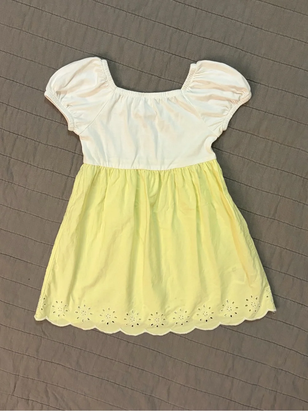 Girls 3T ~ baby GAP ~ White Puff-Sleeve Top with Pale Yellow Eyelet Skirt Dress